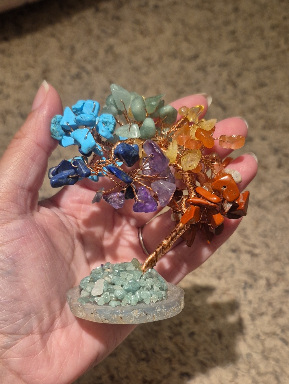 Handmade Rainbow Chakra Tree Amethyst Lapis Lazuli Citrine Jasper Aventurine